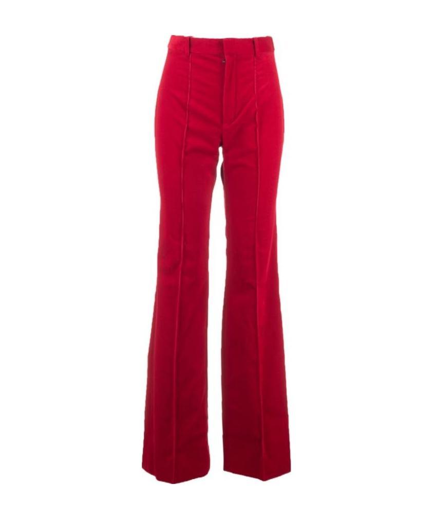 Saint Laurent High-waisted Straight-leg Trousers In Red