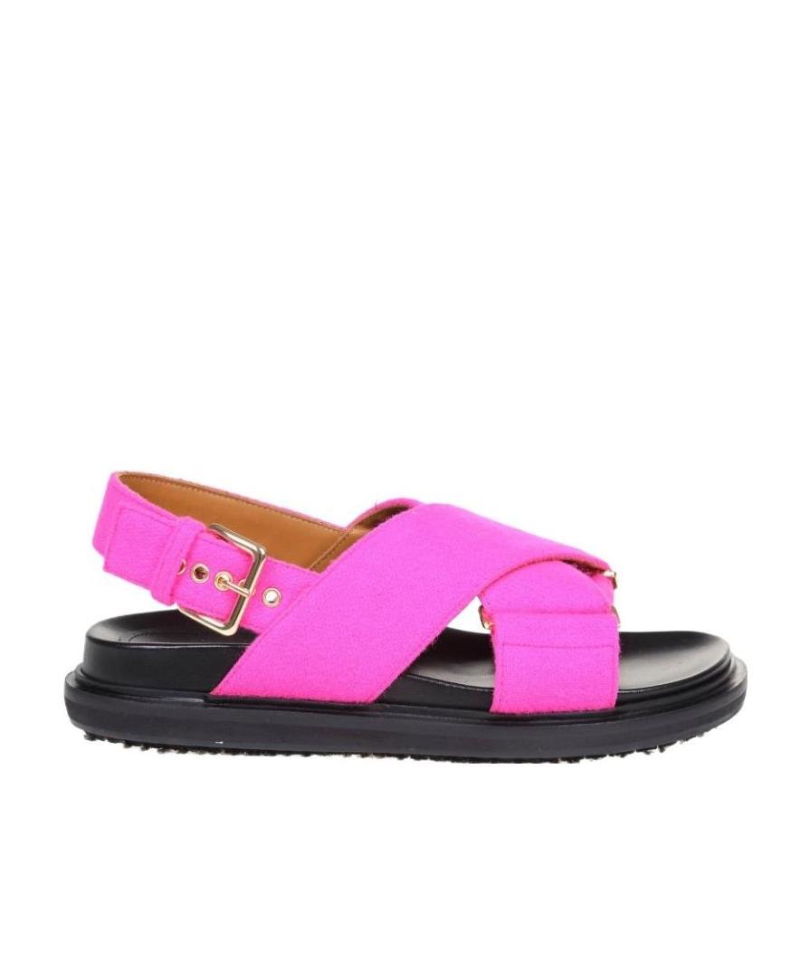 Marni Woman Sandals Fuchsia Size 6 Textile Fibers In Multicolor