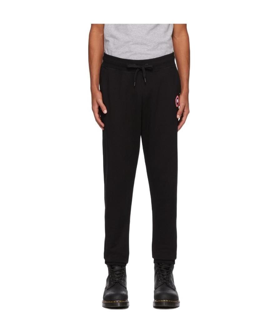 Canada Goose Men Black Cotton Logo Patch To The Front Elasticated Ankles Elasticated Drawstring Wais In Black