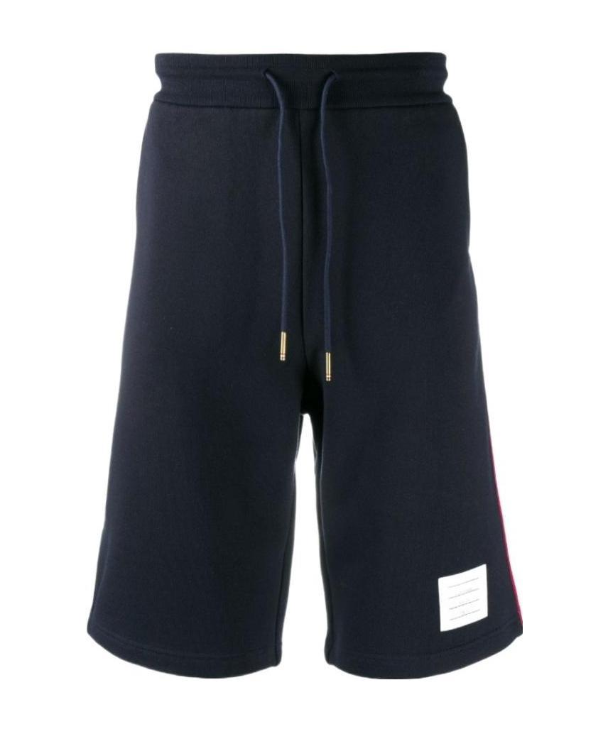 Thom Browne Embroidered Cotton Track Shorts In Black
