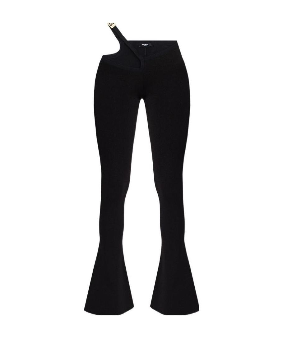Balmain Cut-out Bootcut Leggings In Black