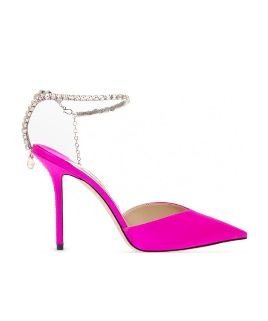Jimmy Choo Saeda 100 Pink Satin Sandals In Pink