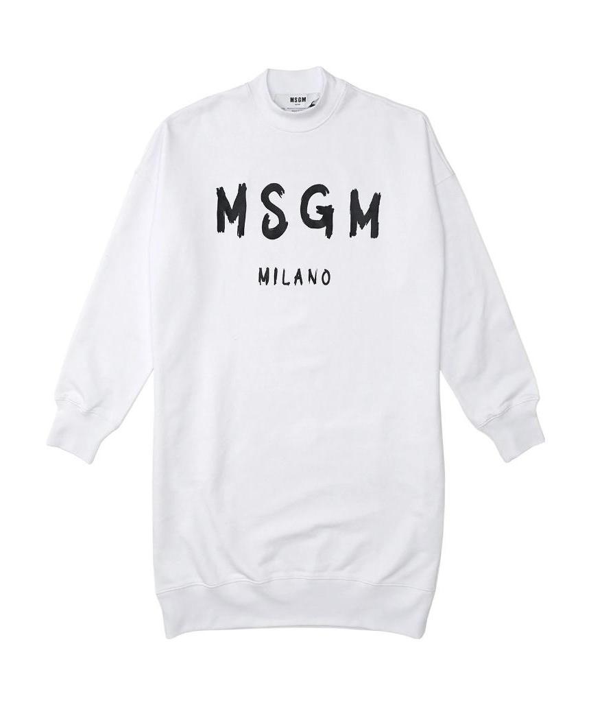 Msgm Logo-print Cotton Jumper Dress In White
