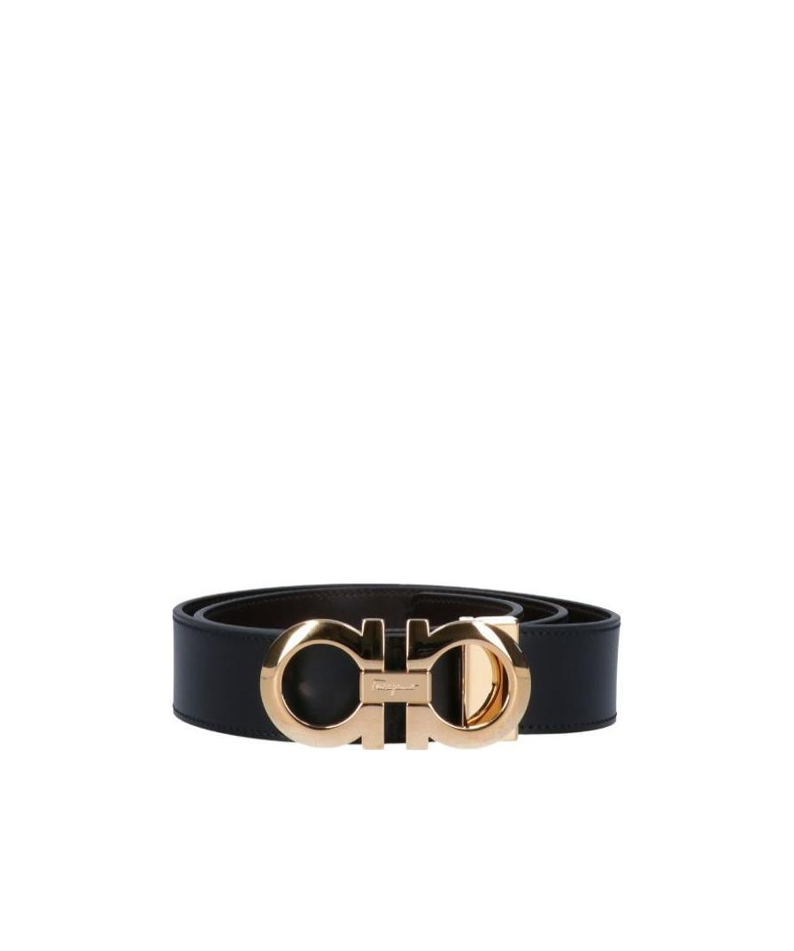 Ferragamo Double Gancio Buckle Belt In Black