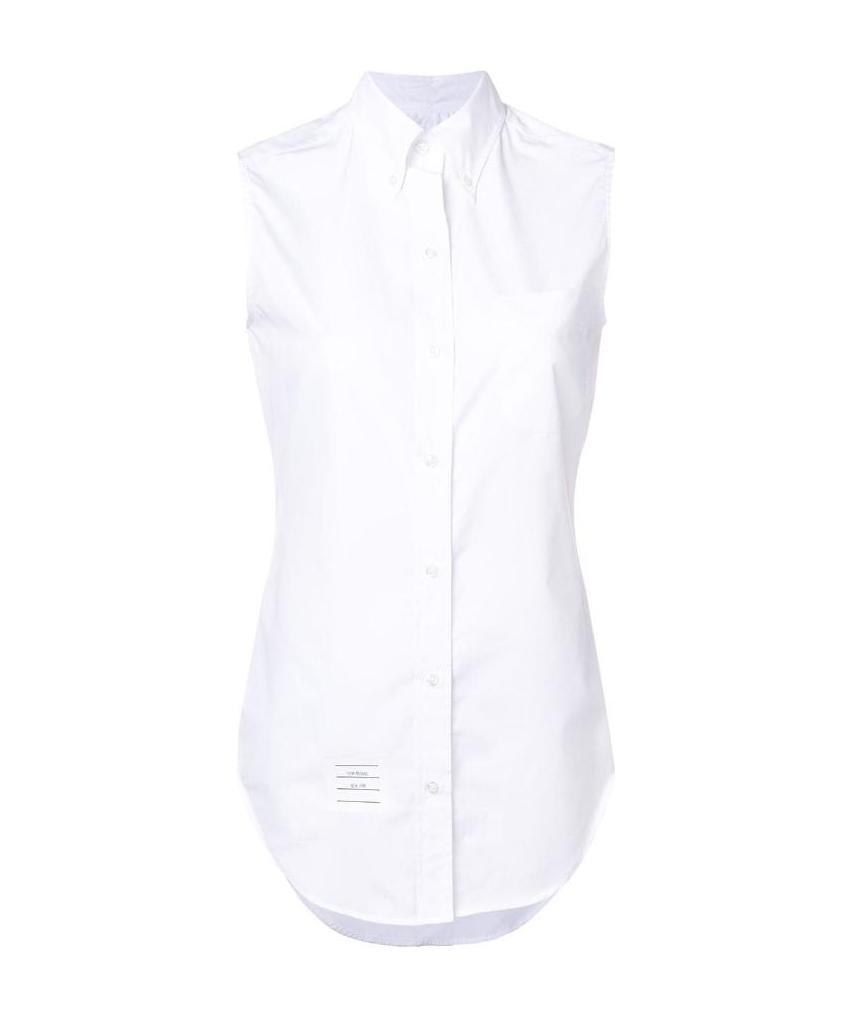 Thom Browne Sleeveless Button-down Shirt In White