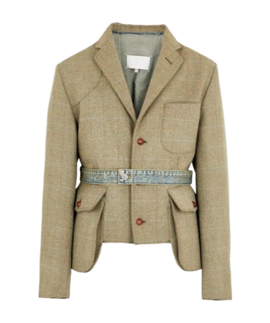 Maison Margiela Denim-patchwork Blazer In Nude