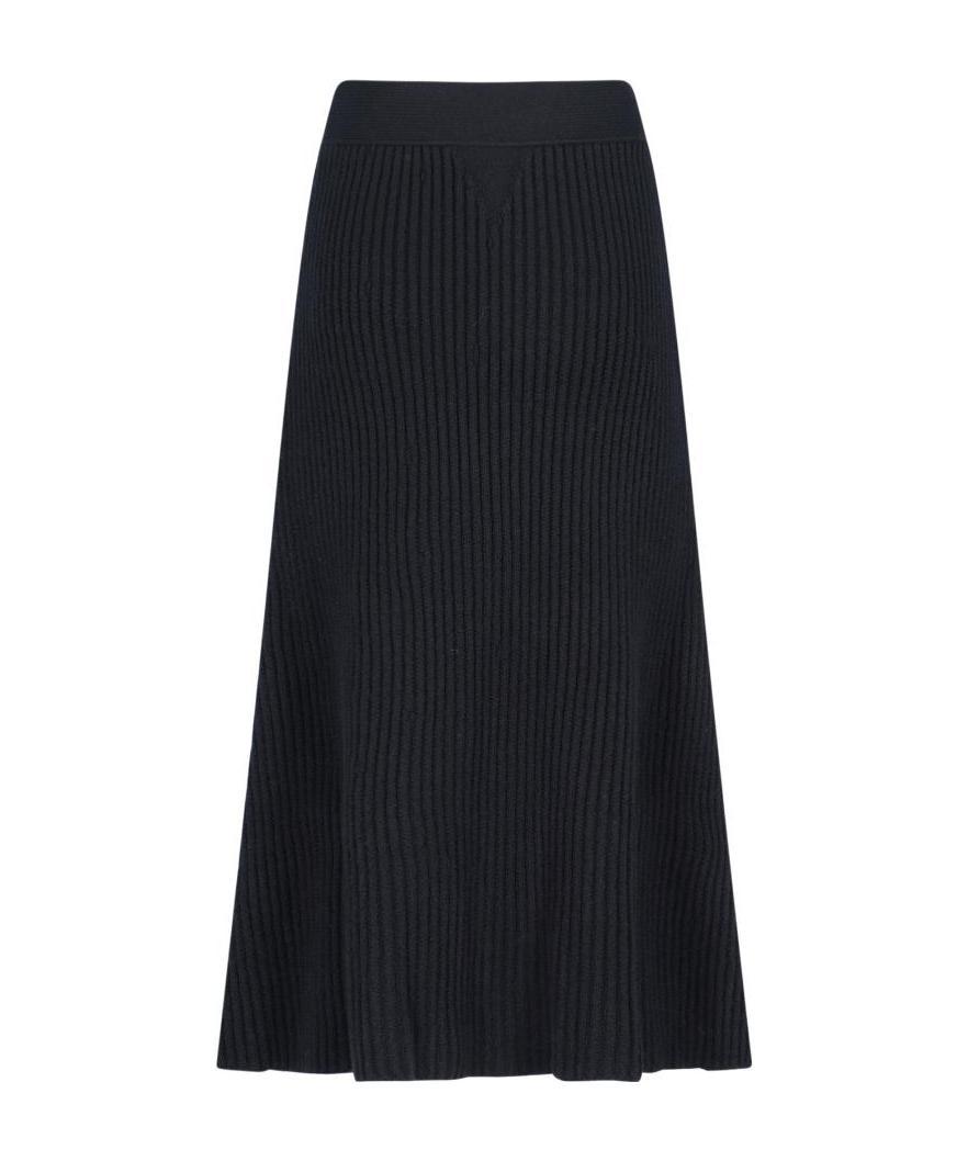 Shop Bottega Veneta Ribbed A-line Skirt In Black