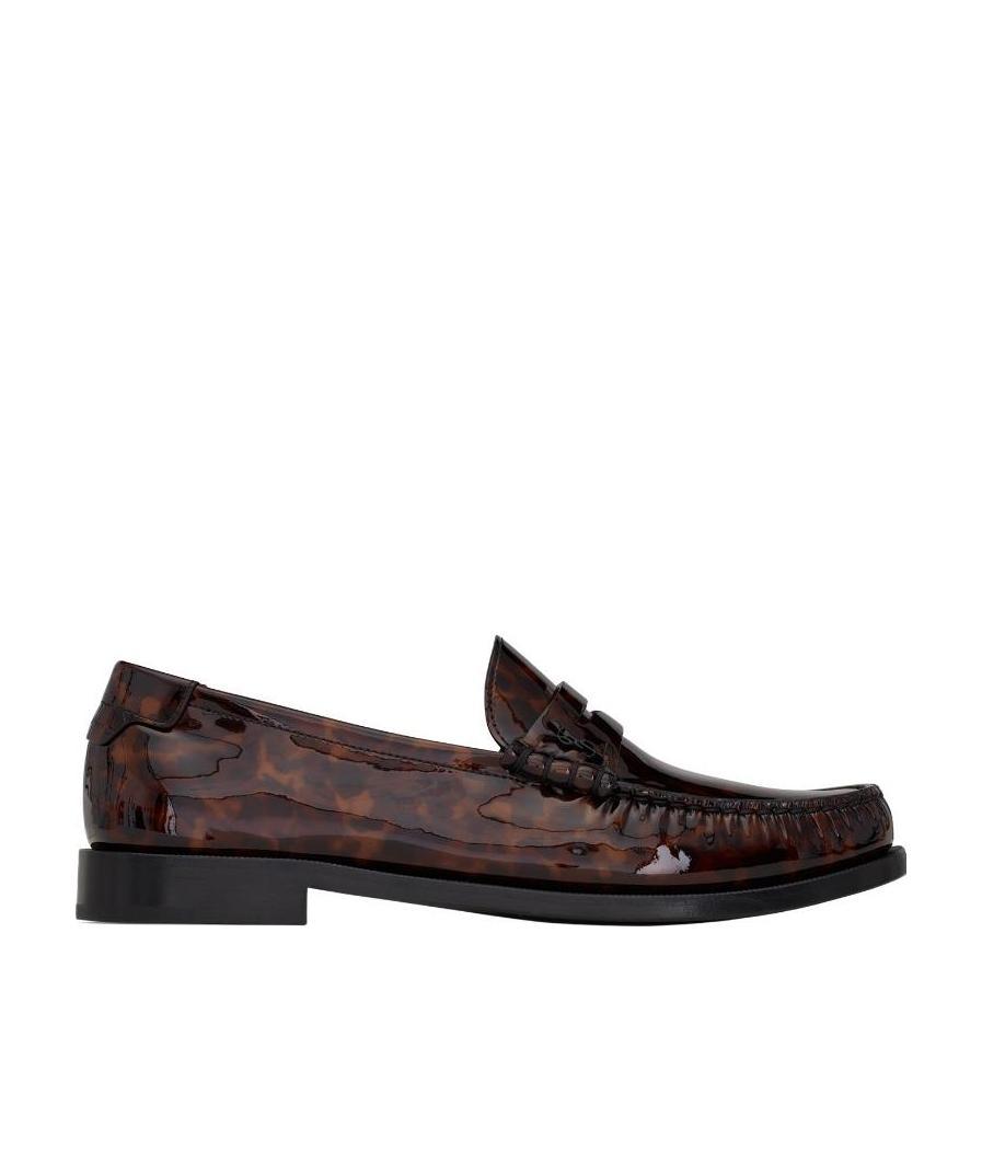 Saint Laurent Tortoiseshell-effect Leather Loafers In Black