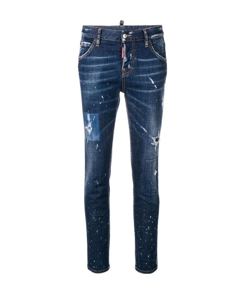 Shop Dsquared2 Logo Details Jeans In Blue