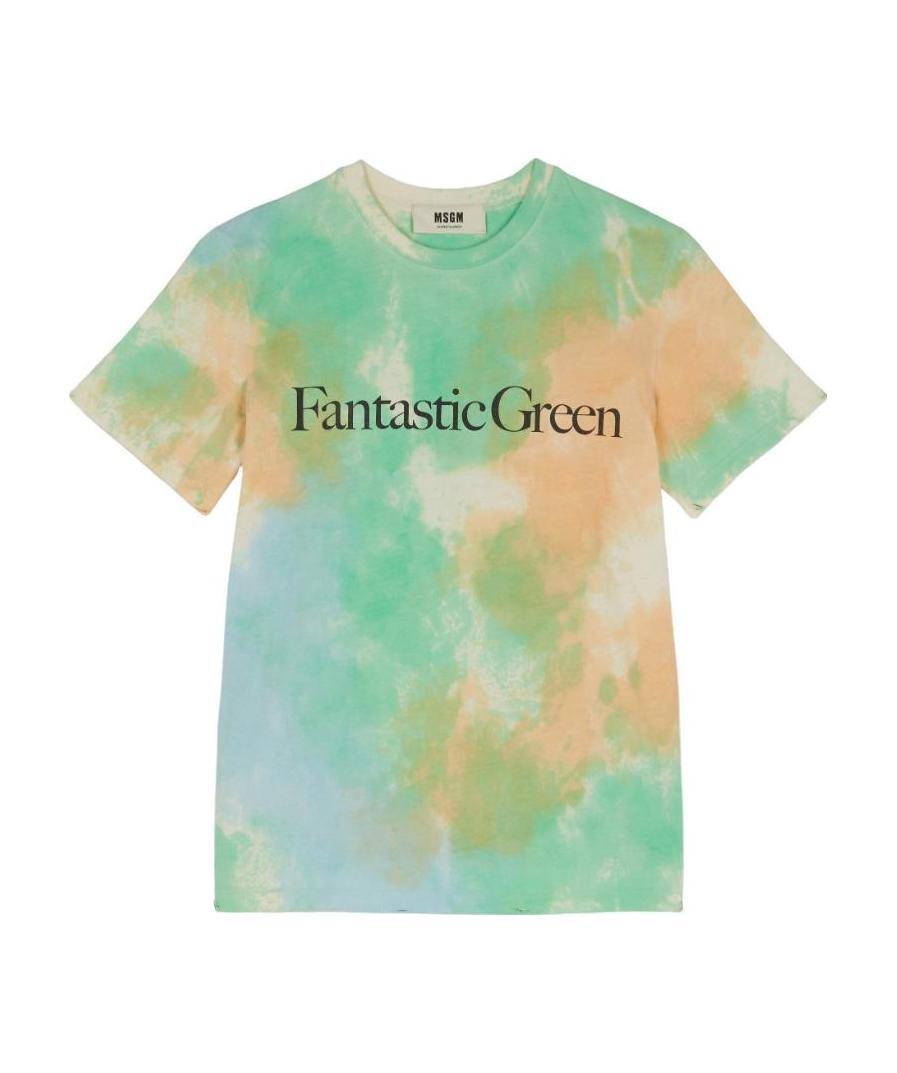 Msgm Fantastic Green Tie Dye Cotton T-shirt In Green