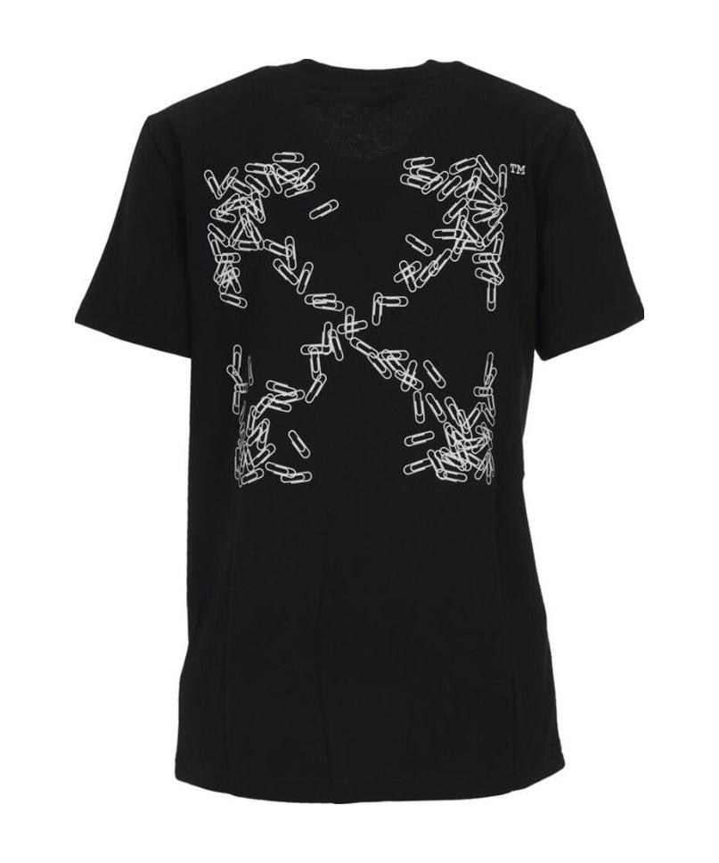 Off-white Paper Clip Arrows Motif T-shirt In Black