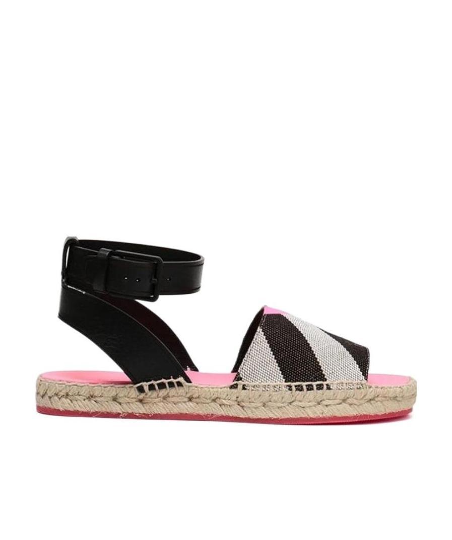 Burberry Checkered Details Flat Sandals In Black