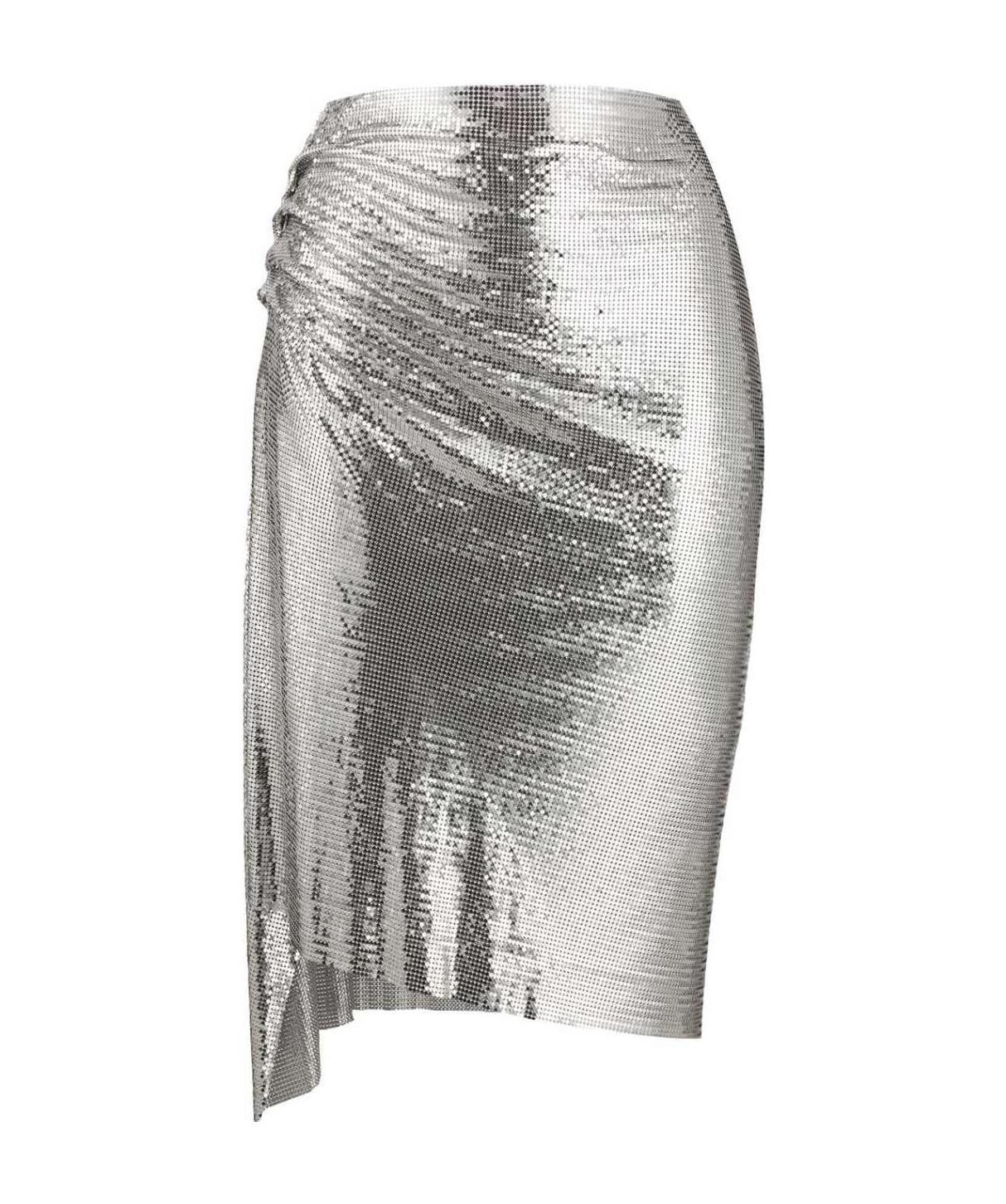 Rabanne Chainmail Ruched Skirt In Gray