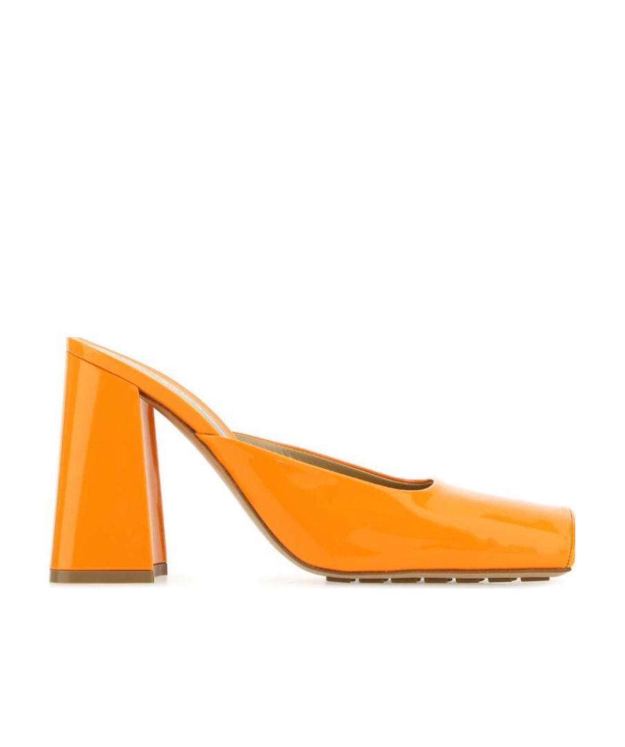 Bottega Veneta Women Patent Leather Sabot In Orange