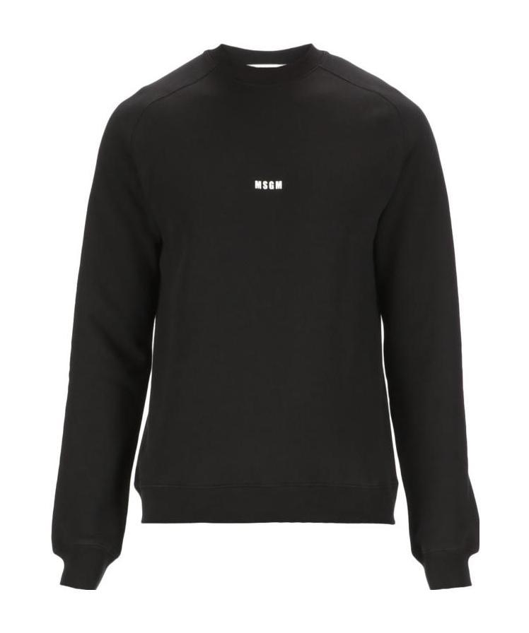 Shop Msgm Logo-print Cotton Sweatshirt In Black
