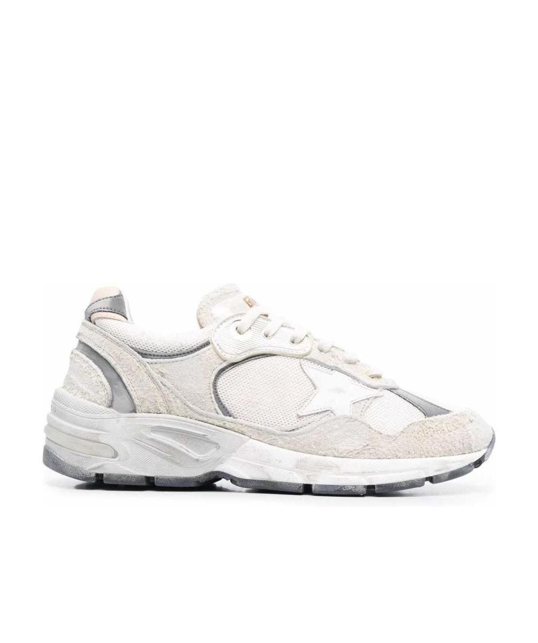 Shop Golden Goose Dad-star Sneakers In White Mesh And Suede With White Leather Star And Beige Leather Heel Tab