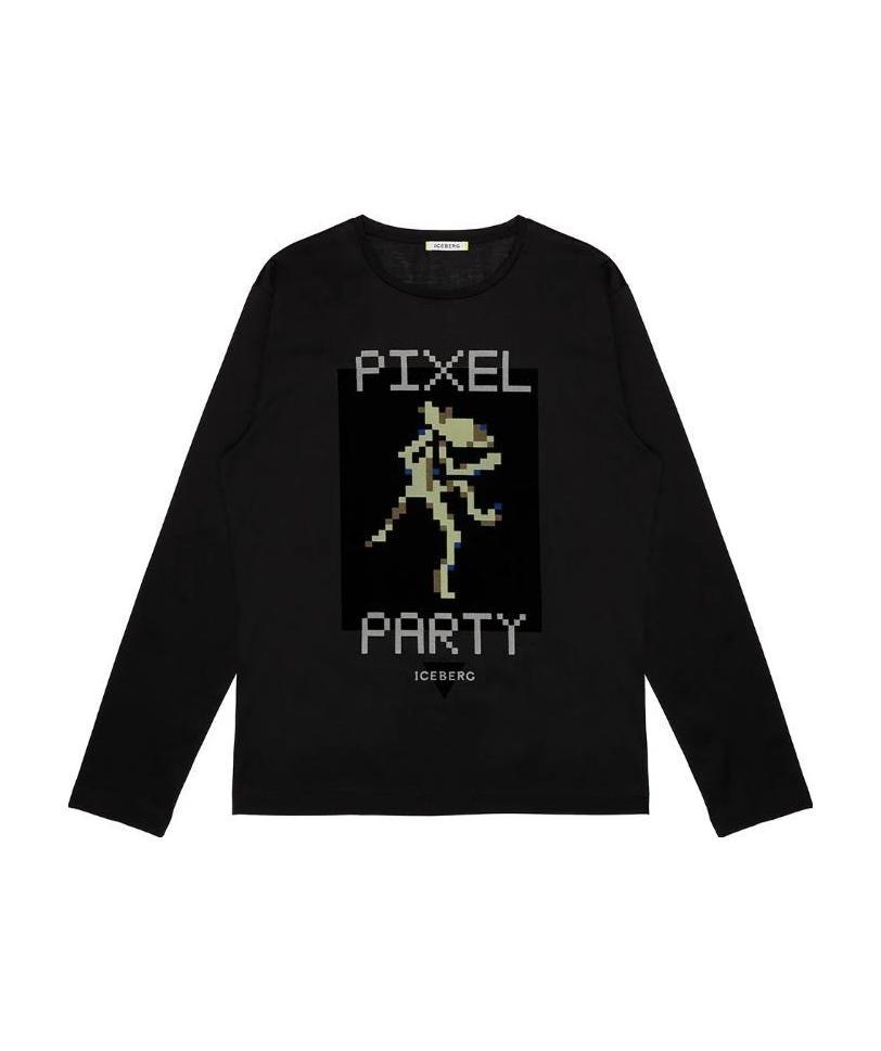 Iceberg T-shirt With Round Neck And Long Sleeves In Black