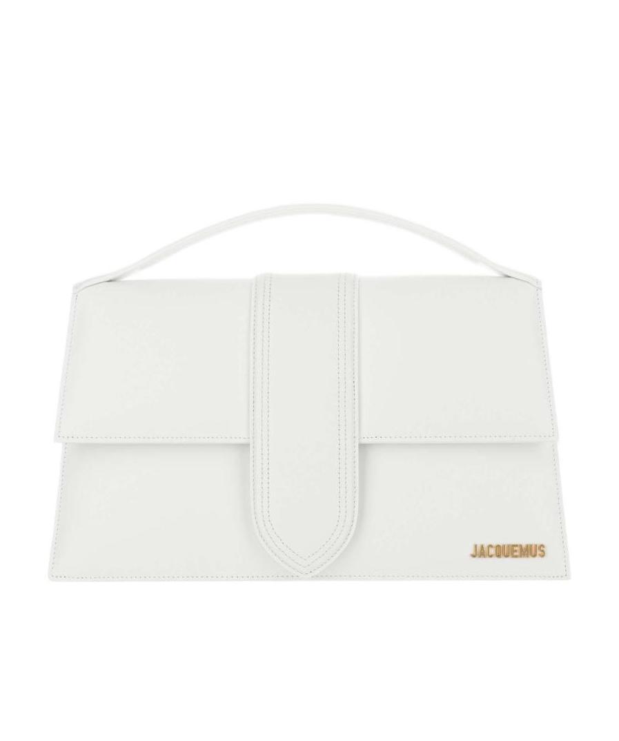 Jacquemus Logo-lettering Leather Tote In White