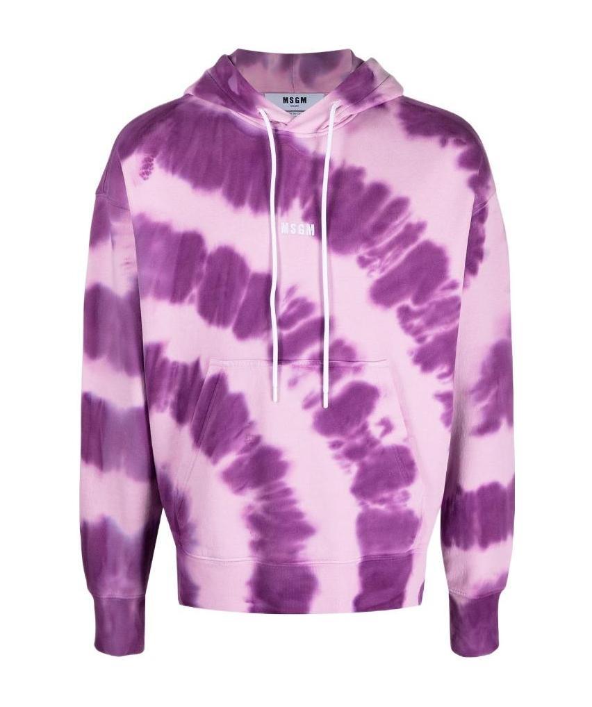 Msgm Tie Dye Cotton Jersey Sweatshirt Hoodie In Purple