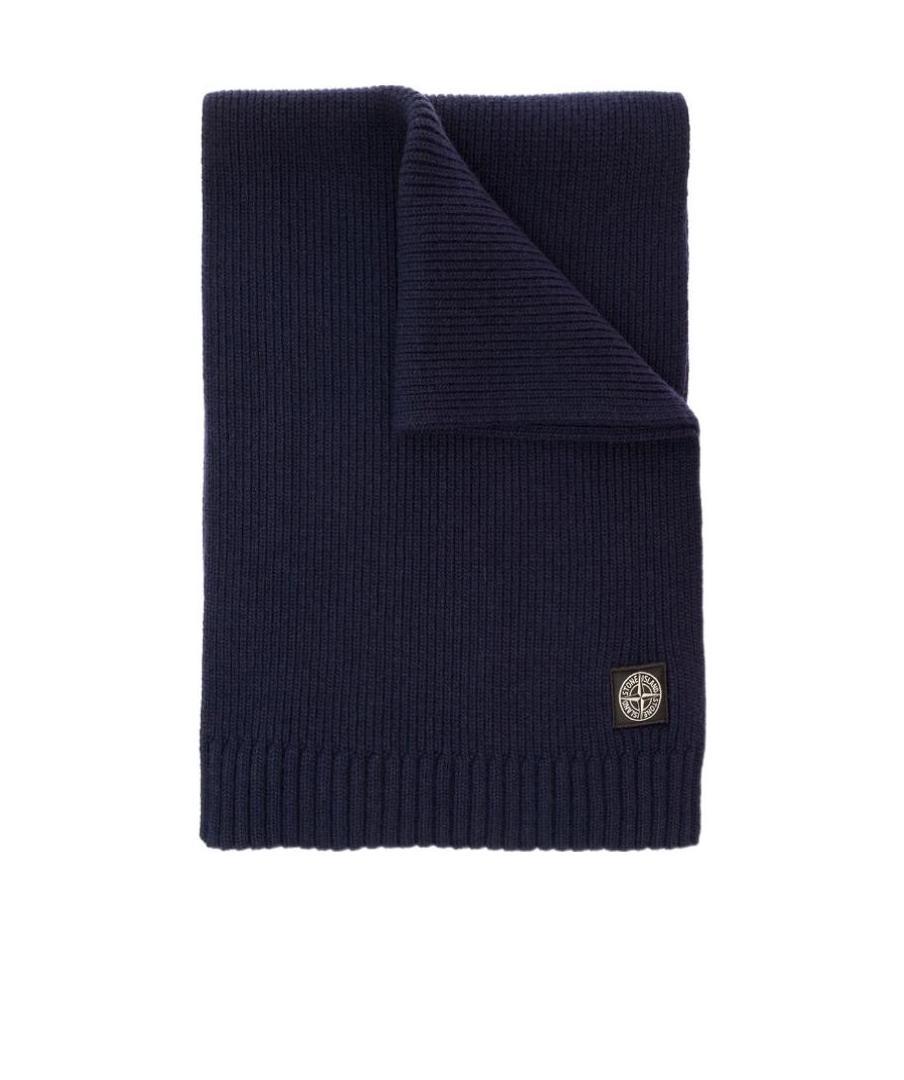 Stone Island Ribbed Knit Scarf In Black