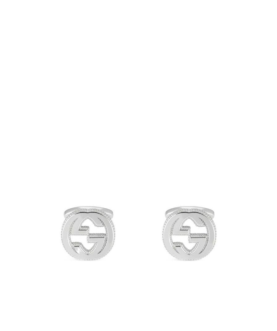 Gucci Logo Interlocking G Silver Cufflinks In White