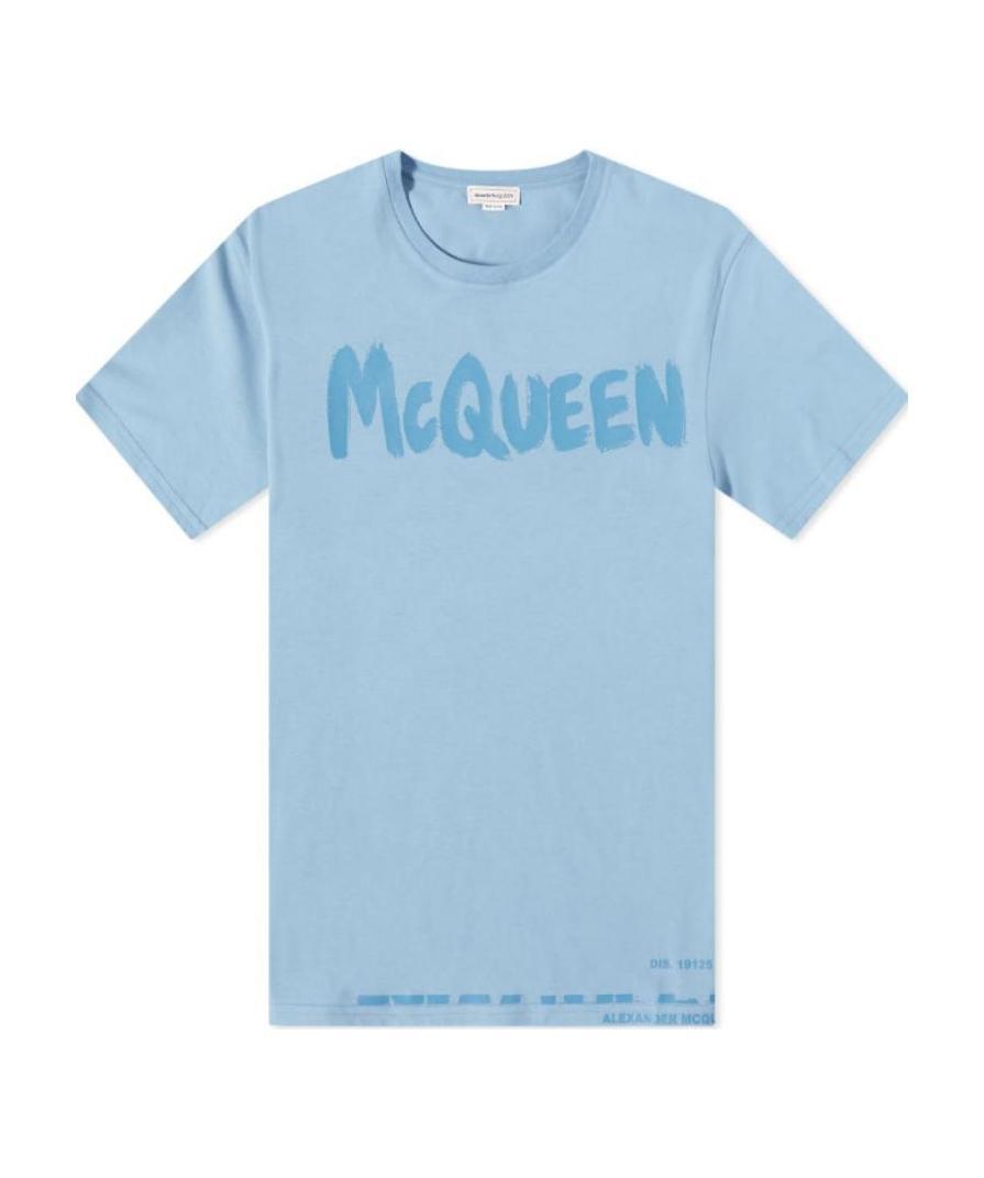 Alexander Mcqueen Logo-print Cotton T-shirt In Blue