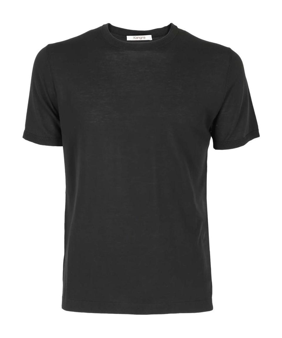 Kangra Cashmere Kangra Short-sleeve Knit Top With Ribbed Detailing In Black