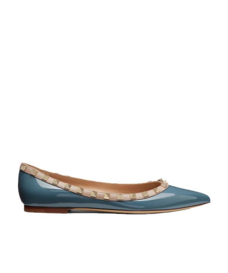 Valentino Rockstud Riveted Ballet Flats In Multicolor