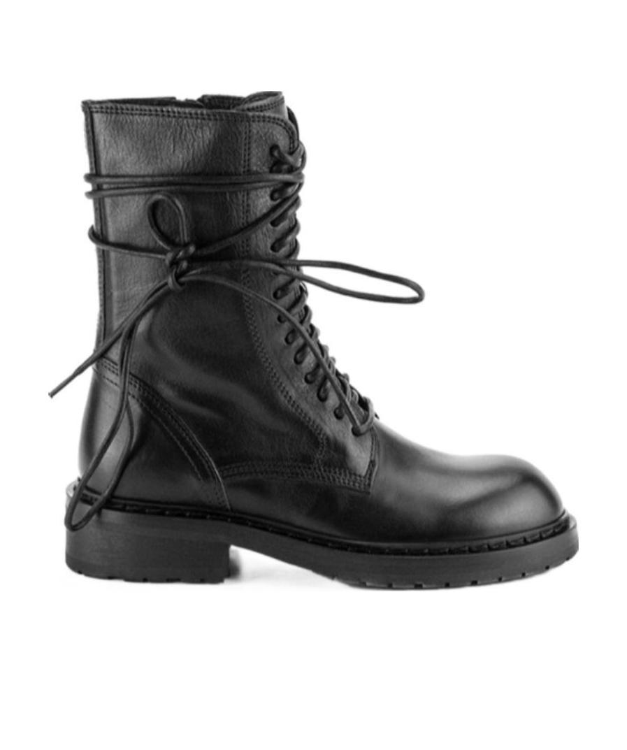Shop Ann Demeulemeester Grained Leather Lace-up Boots In Black