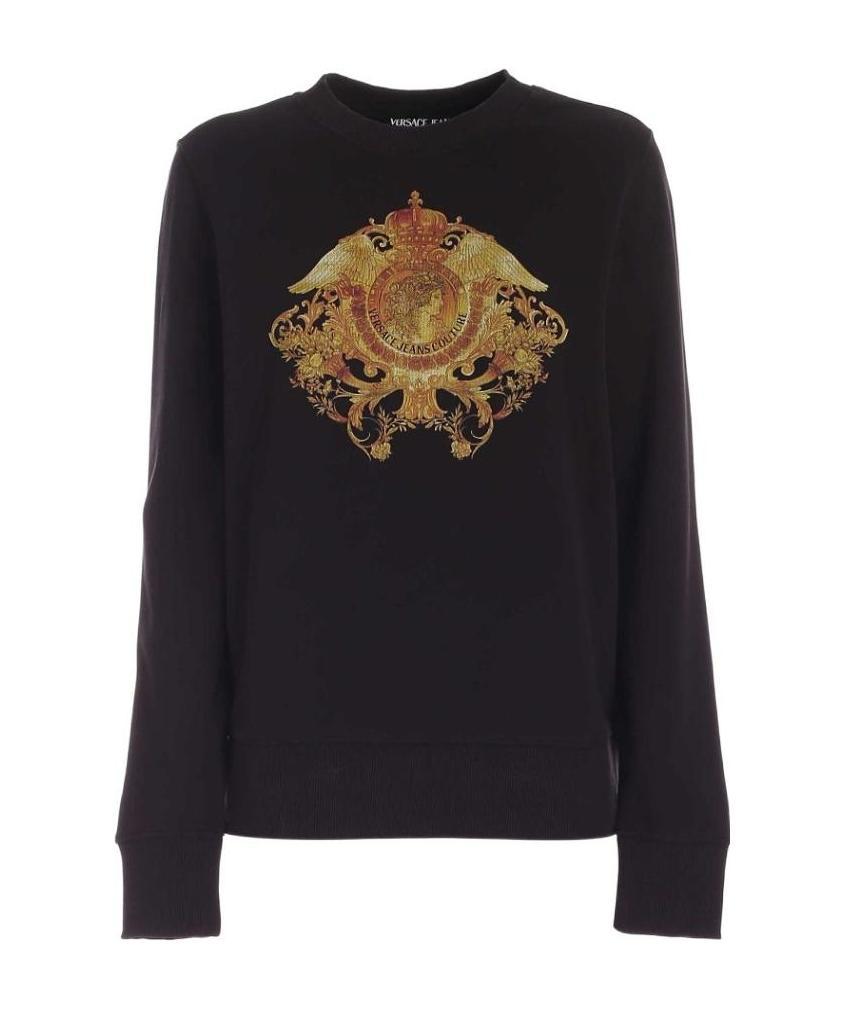Versace Jeans Rococo Crystal Motif Sweatshirt In Black