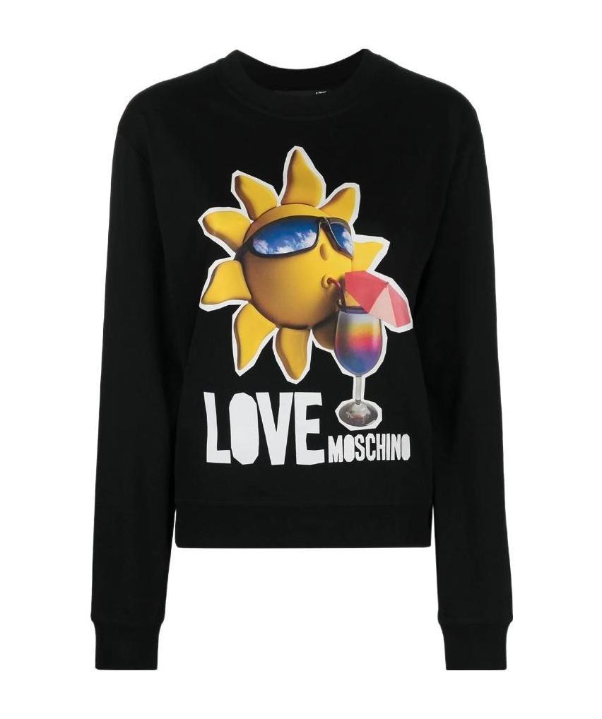 Moschino Sun-print Cotton Sweatshirt In Black
