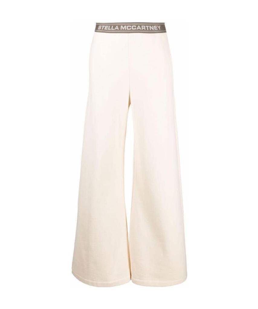 Stella Mccartney Logo-waistband Flared Trousers In White
