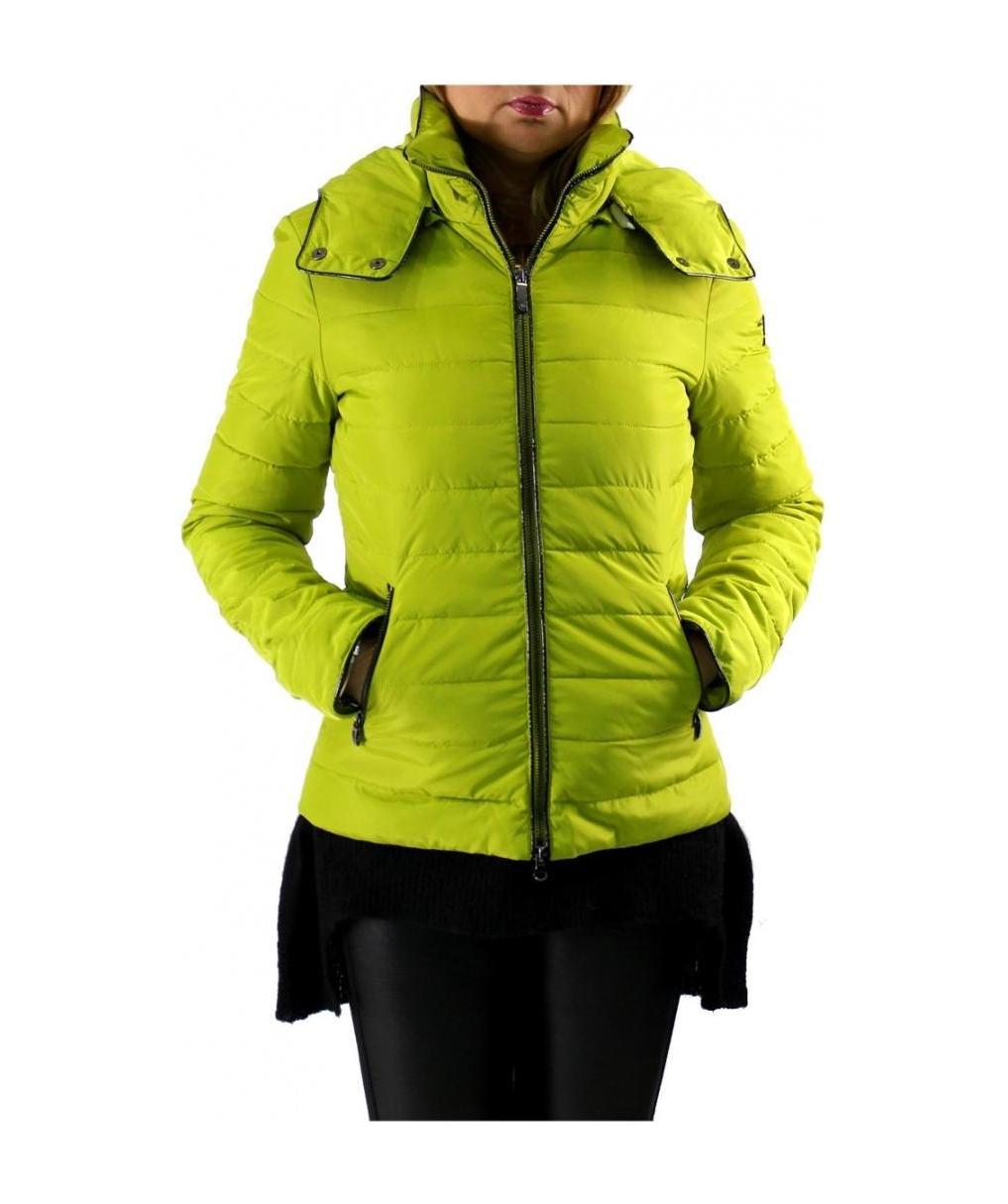 Armani Jeans Logo Hooded Down Jacket In Green