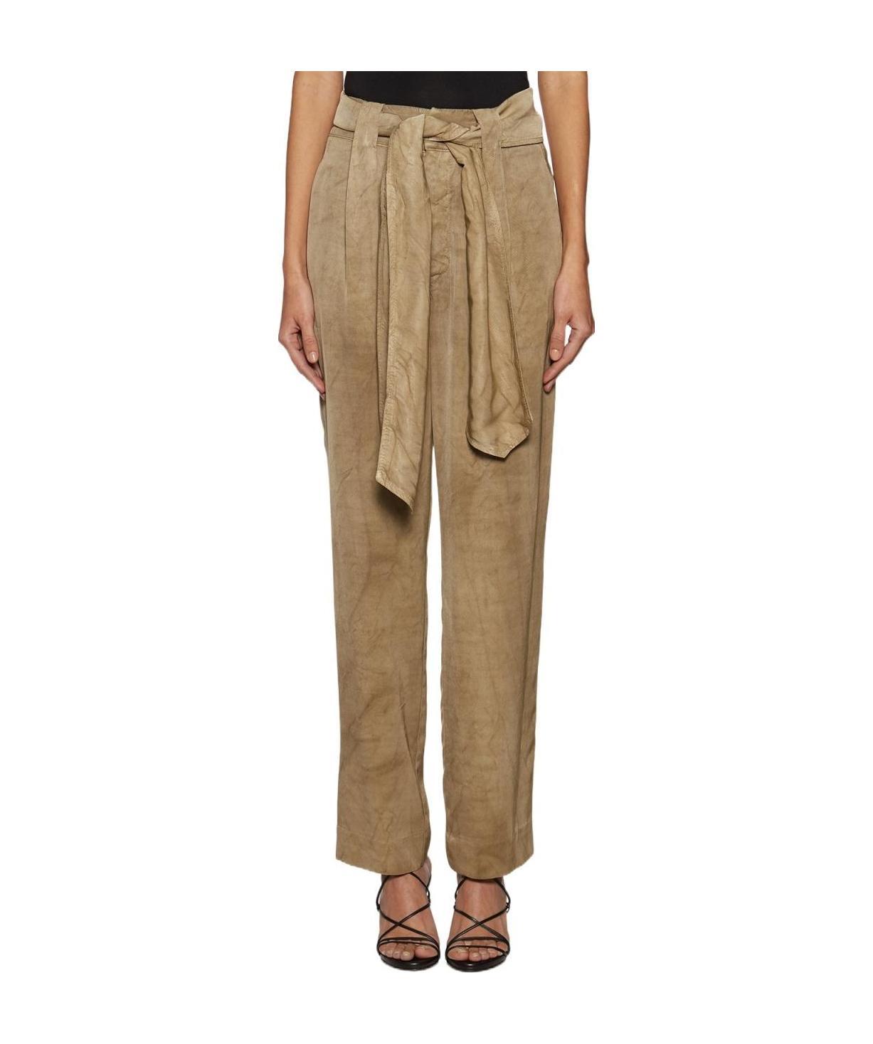 Dondup Lace Up Straight Casual Pants In Brown