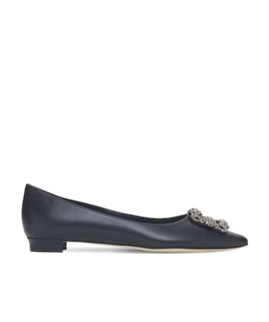 Manolo Blahnik Black Pointed Flat Shoes