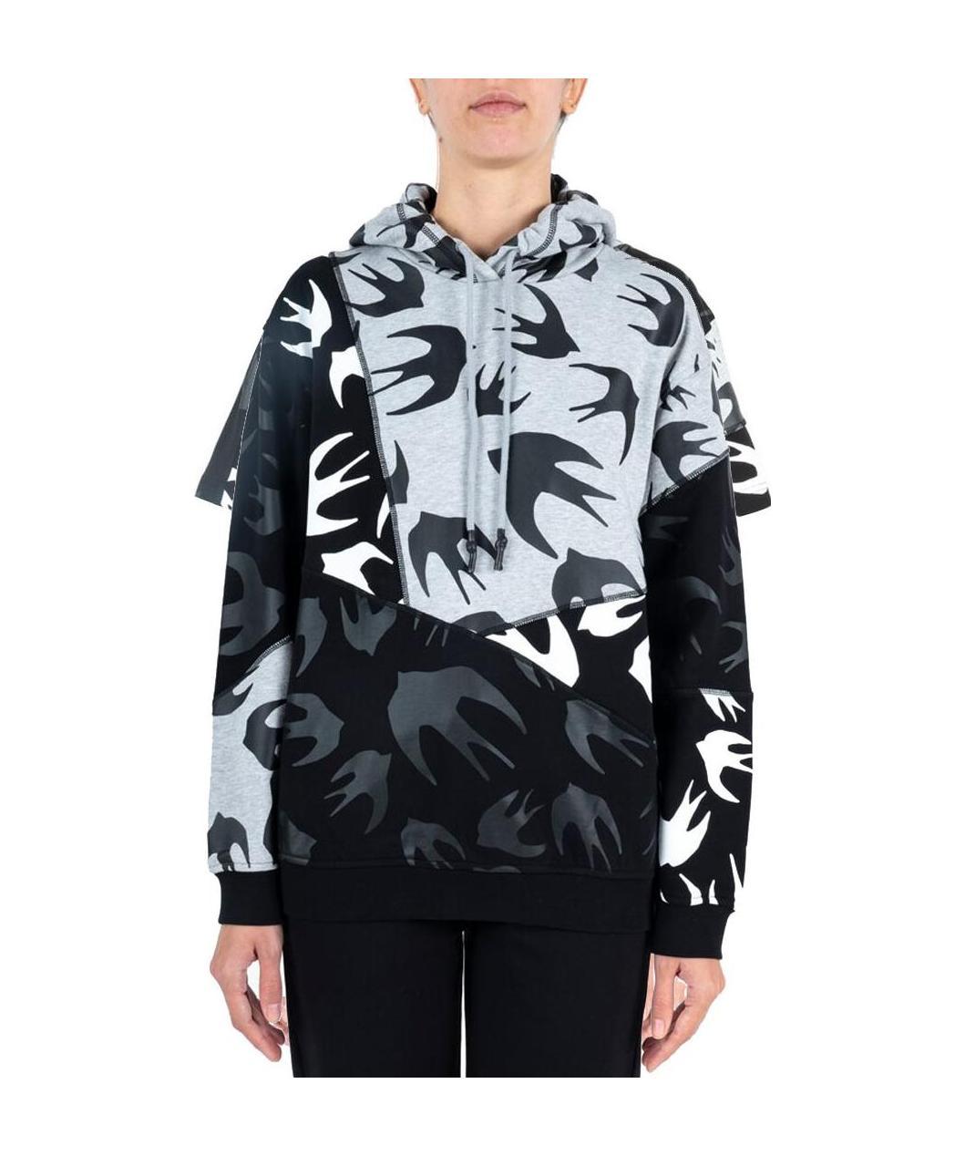 Mcq By Alexander Mcqueen Bird Print Drawstring Hoodie In Black