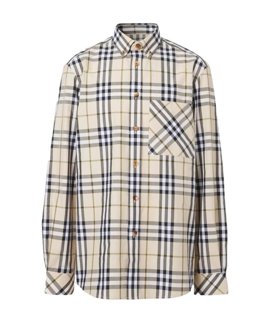 Burberry Check-print Shirt In Nude