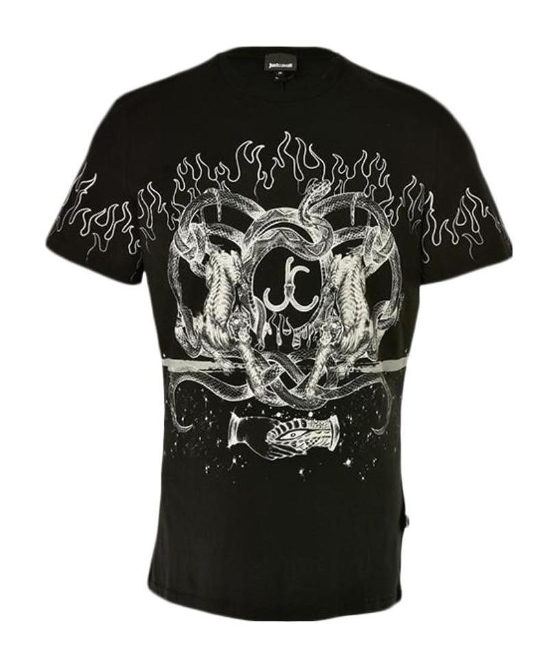Just Cavalli Pattern Printed Short-sleeved T-shirt In Black