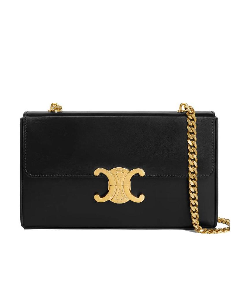 Celine Logo Shoulder Bag In Black