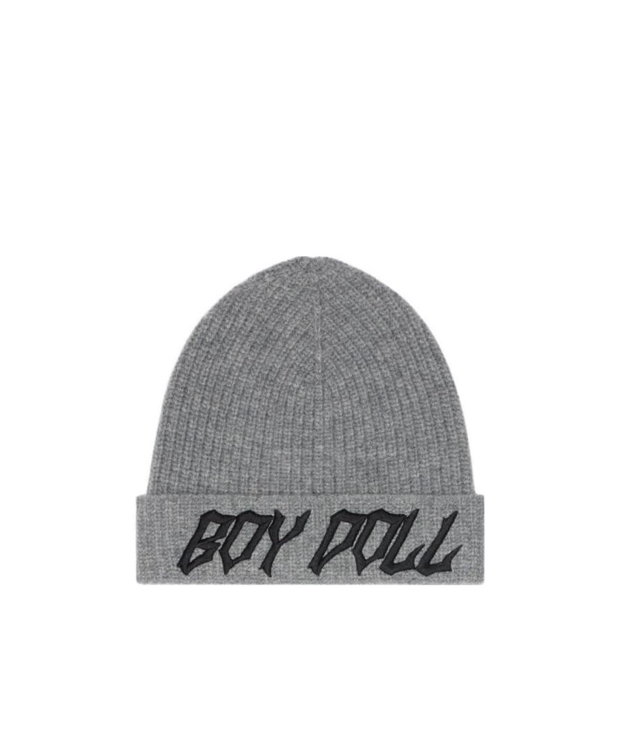 Celine Logo Details Knitted Hat In Gray