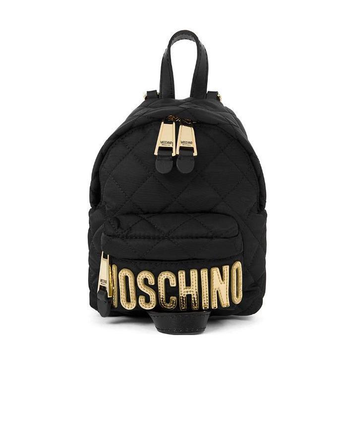 Moschino Black Checked Mini Backpack In Black