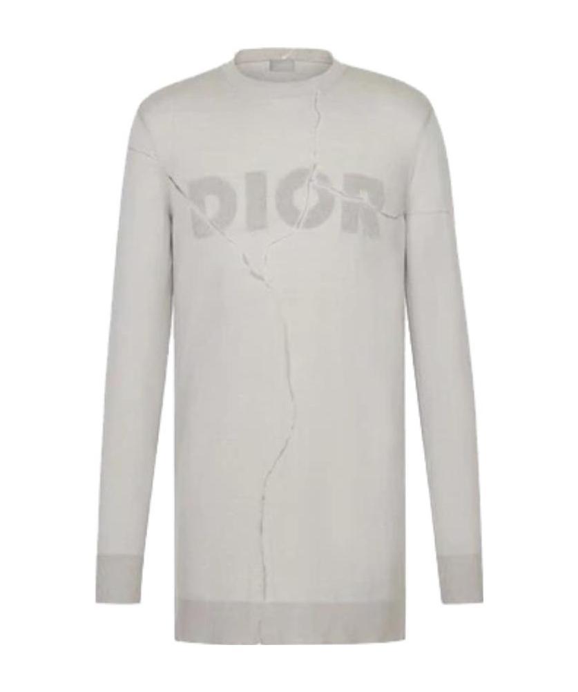 Dior Lin Yi's Logo And Crack Effect Pullover In Gray