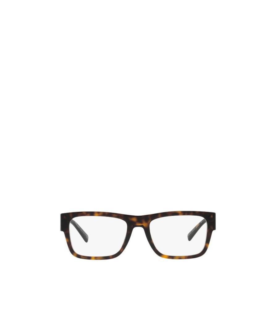 Prada Rectangular Frame Logo Glasses In Brown