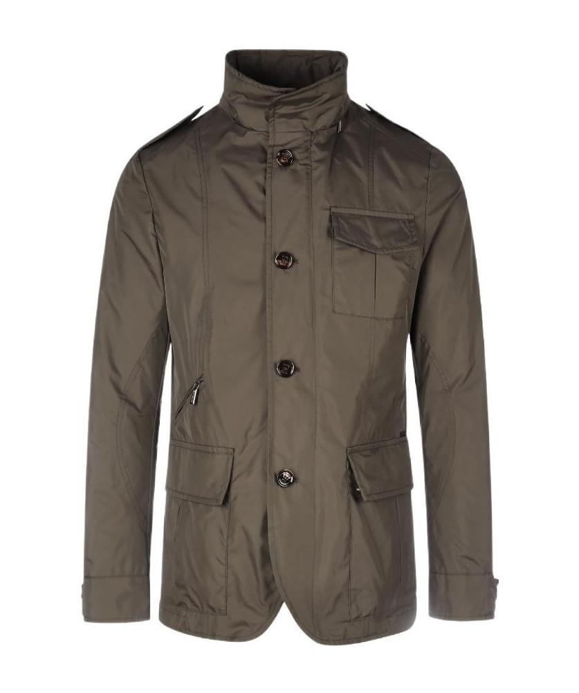 Moorer Hooded Buttoned Down Jacket In Brown