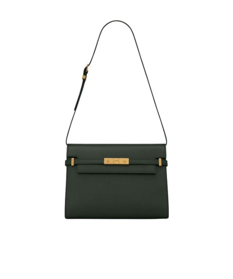 Saint Laurent Monogram Quilted Clutch Bag In Green