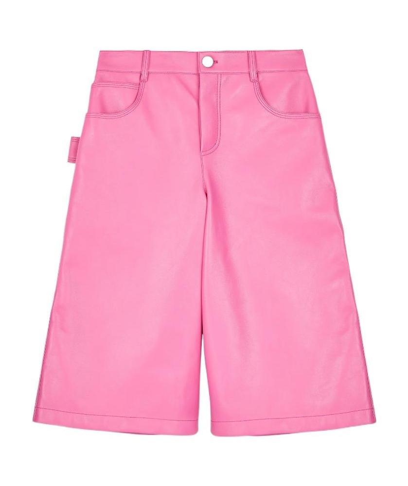 Shop Bottega Veneta Leather Bermuda Shorts In Pink