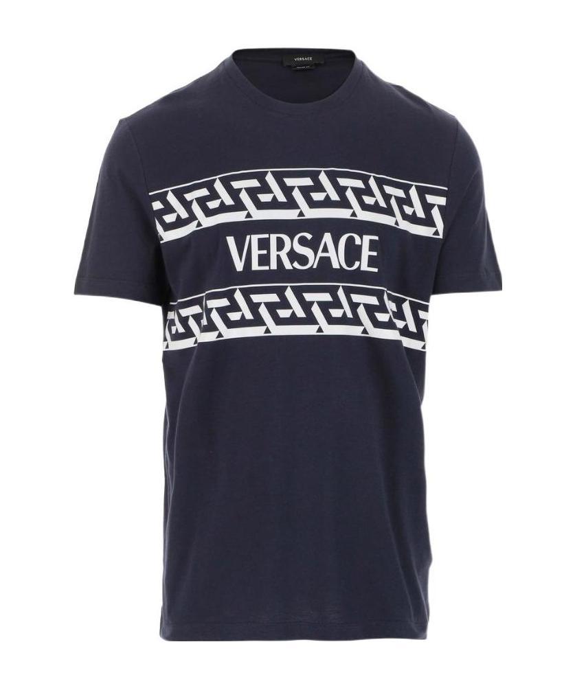 Versace Greca Logo-print T-shirt In Black