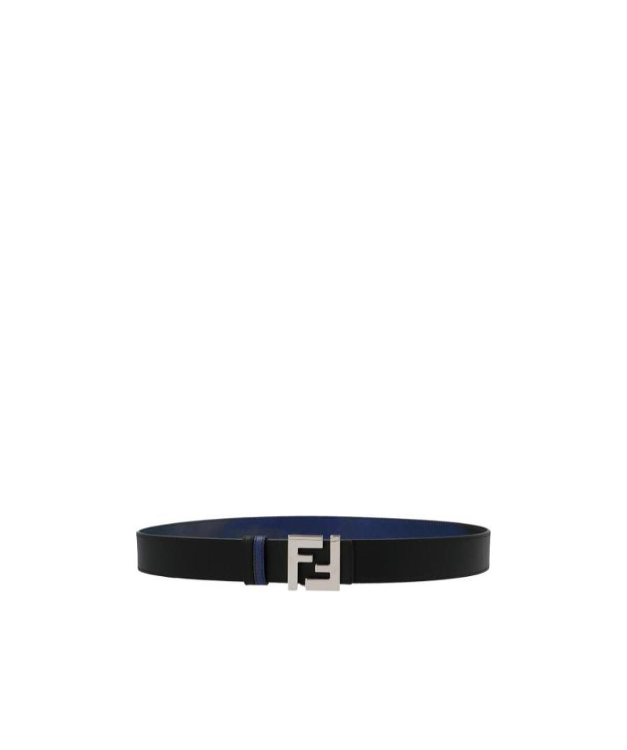 Fendi Abstract-print Leather Belt In Black