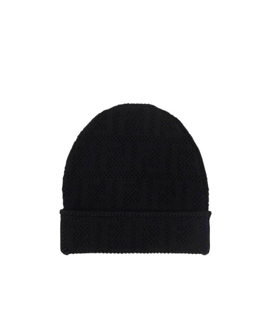 FENDI MONOGRAM-PATTERN BEANIE 