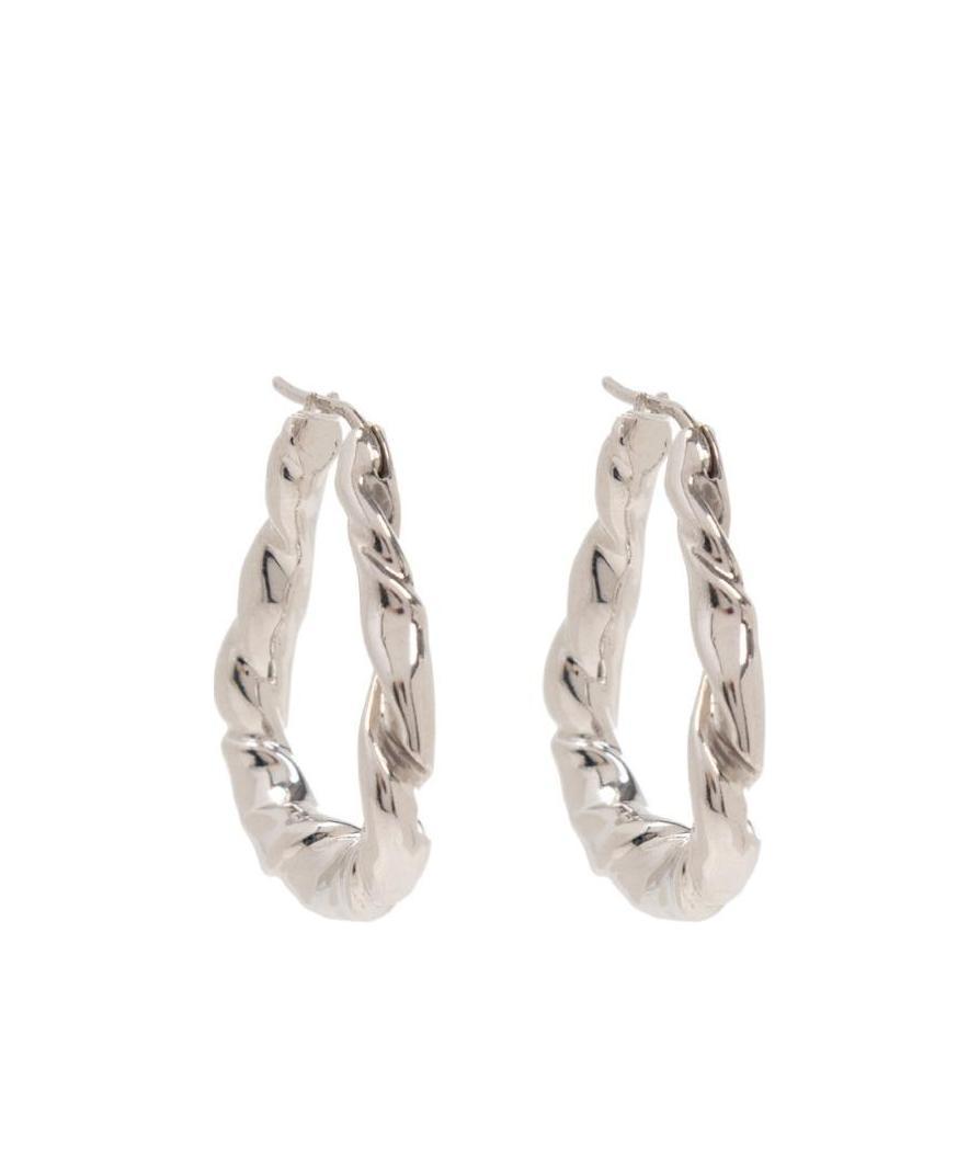 Loewe Engraved-logo Detail Hoop Earrings In Yellow